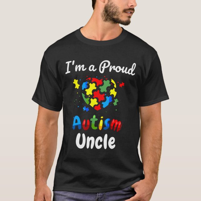 Camiseta Eu Sou Um Orgulhoso Autismo Tio Mens Quebra-cabeça (Frente)