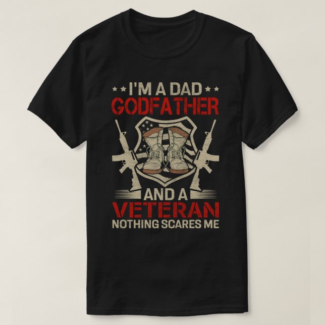 Camiseta Eu sou um Pai GODPAI E um Veterano nada me assusta (Frente do Design)