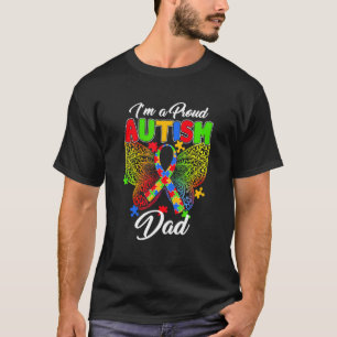 Camiseta Eu Sou Um Pai Orgulhoso de Autismo Borboleta Con