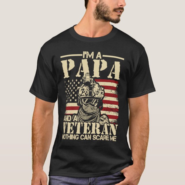 Camiseta Eu sou um Papa e um Americano Patriótico Veterano (Frente)