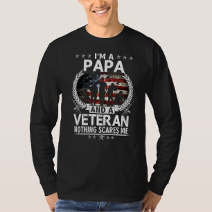 Camiseta Eu Sou Um Papa E Um Veterano Nada Me Assusta Usa P