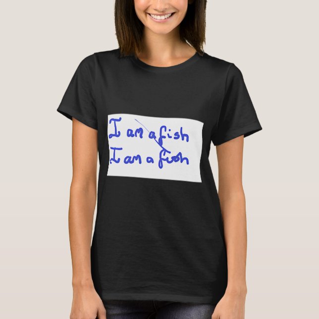 Camiseta Eu Sou Um Peixe (Red Dwarf, exame de Rimmer) (Frente)