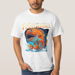 Camiseta Eu sou um pescador - Design de peixe grande e engr