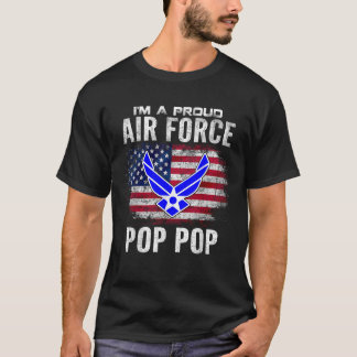 Camiseta Eu sou um Pop da Força Aérea Orgulhosa com bandeir