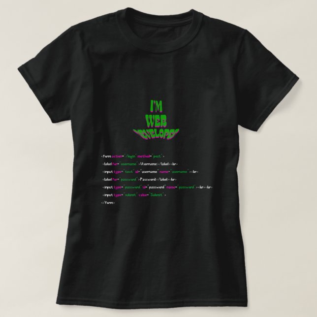 Camiseta eu sou um programador de web Funny Coder Programme (Frente do Design)