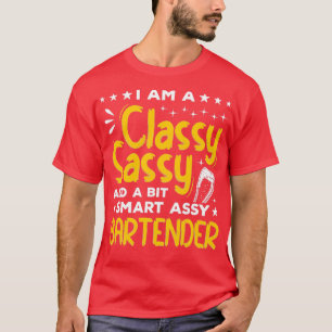 Camiseta Eu Sou Um Sassy Clássico E Um Barman Inteligente D