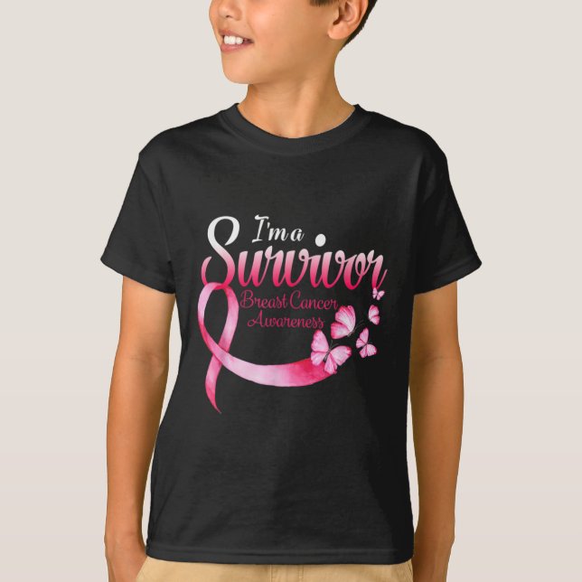 Camiseta Eu sou um Sobrevivente Cancer de Mama Consciente c (Frente)