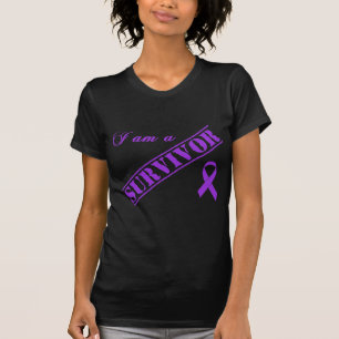 Camiseta Eu sou um sobrevivente - Crohns & fita do roxo da