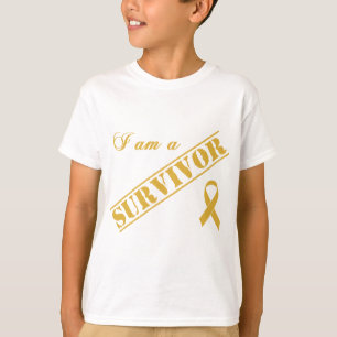 Camiseta Eu sou um sobrevivente - fita do ouro do cancer da