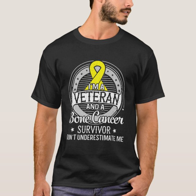 Camiseta Eu Sou Um Veterano E Um Cancer Ósseo Consciência (Frente)