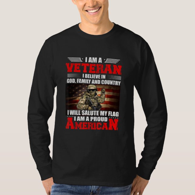 Camiseta Eu Sou Um Veterano Eu Acredito Em Deus Família E P (Frente)