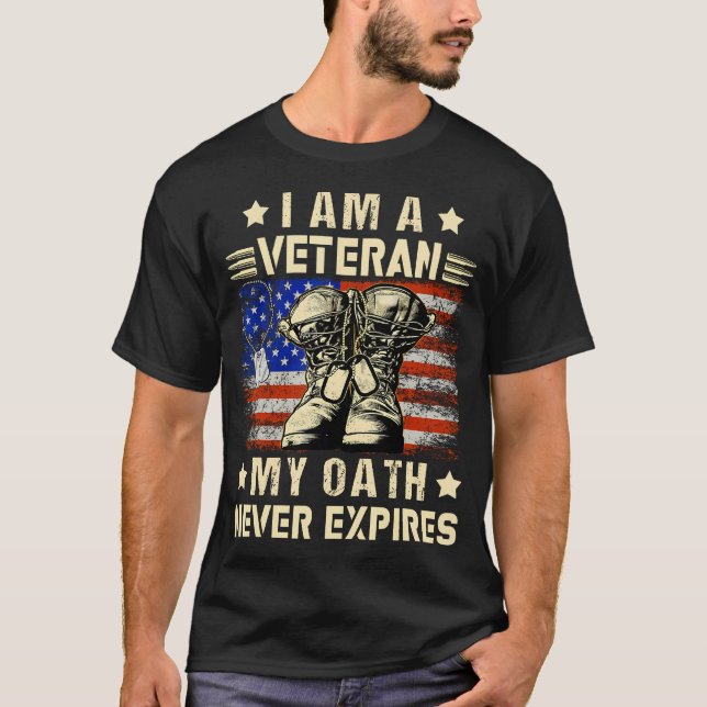 Camiseta Eu Sou Um Veterano Meu Juramento Nunca Expira Dia  (Frente)
