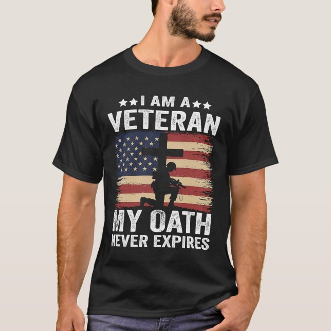 Camiseta Eu sou um veterano Meu juramento nunca expira pres (Frente)