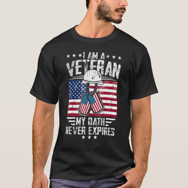 Camiseta Eu Sou Um Veterano Meu Juramento Nunca Expira Vet  (Frente)