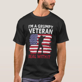 Camiseta Eu sou um veterano rabugento com ele EUA Flag Amer