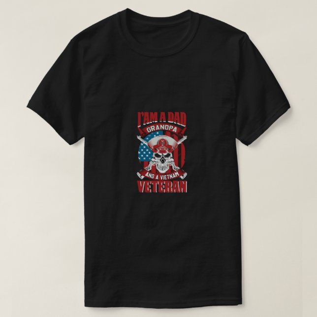 Camiseta eu sou um vovô pai e um veterano vietnam (Frente do Design)
