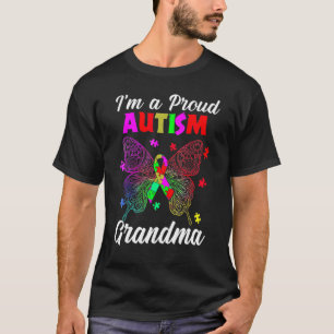 Camiseta Eu Sou Uma Avó Orgulhosa do Autismo Fita de Puzzle