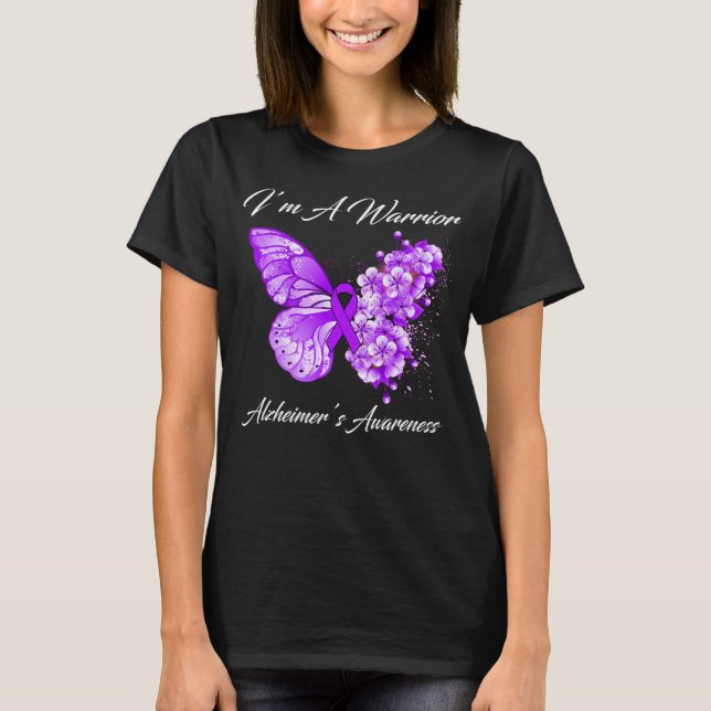 Camiseta Eu sou uma consciência de Alzheimer guerreiro (Frente)