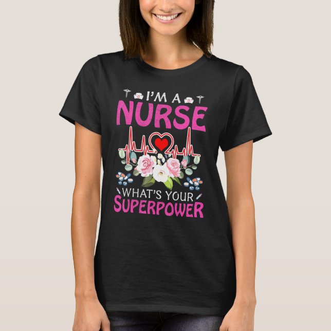 Camiseta Eu Sou Uma Enfermeira Qual É Seu Superpoder Caduce (Frente)
