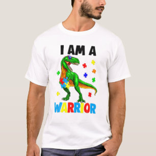Camiseta Eu Sou Uma Família De Autismo De Guerreiro Dinoss