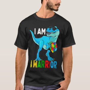 Camiseta Eu Sou Uma Família De Autismo De Guerreiro Dinossa