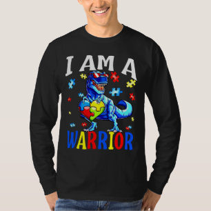 Camiseta Eu Sou Uma Família De Autismo De Guerreiro Dinossa