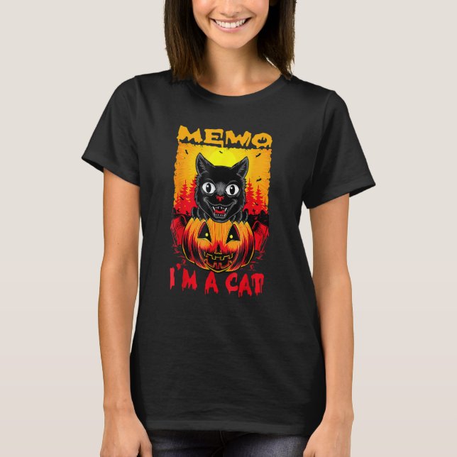 Camiseta Eu sou uma fantasia de Dia das Bruxas de Gato Pret (Frente)