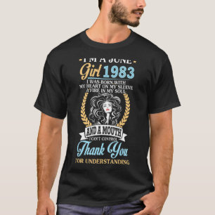 Camiseta Eu sou uma garota de junho de 1983 Aniversário de 