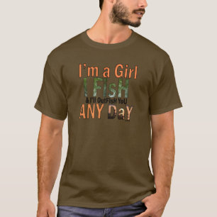Camiseta Eu sou uma garota e eu sairei peixe você qualquer 