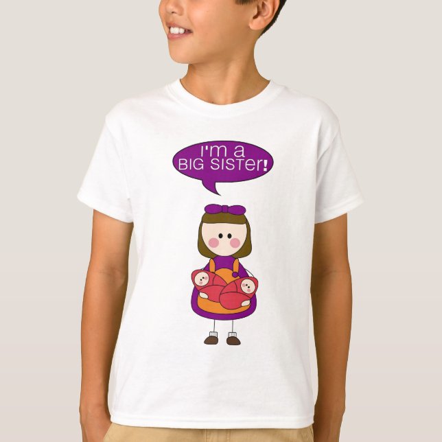 Camiseta eu sou uma irmã mais velha (as meninas gêmeas) (Frente)