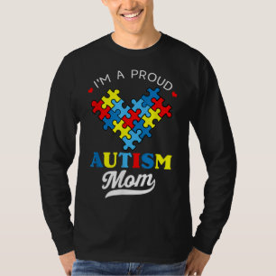 Camiseta Eu sou uma mãe orgulhosa Consciência Autismo Coraç