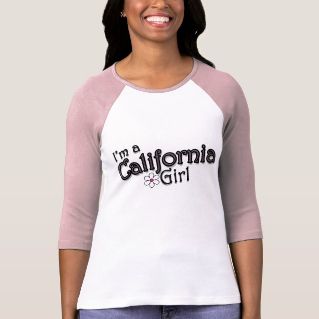 Camiseta Eu sou uma menina de Califórnia, flor, t-shirt (Frente)