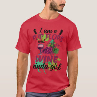 Camiseta Eu Sou Uma Menina de Chinelos de Dedo e Vinho Engr