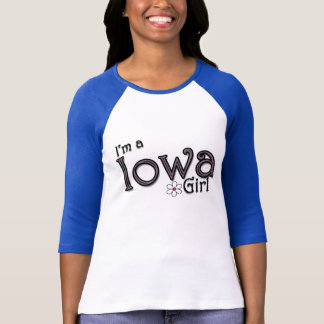 Camiseta Eu sou uma menina de Iowa, flor, t-shirt azul