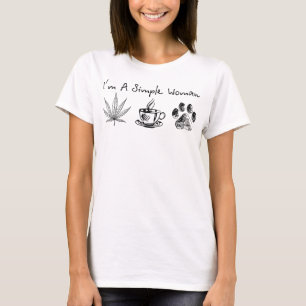Camiseta Eu sou uma mulher simples erva-do-café, café, cães