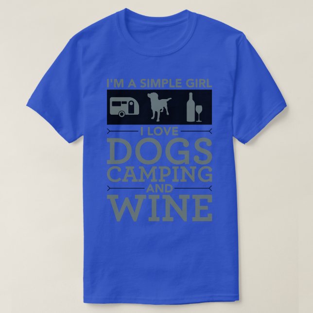 Camiseta Eu sou uma mulher simples Eu amo cachorros acampan (Frente do Design)