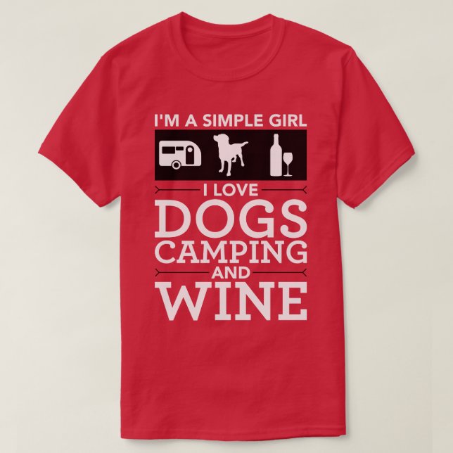 Camiseta Eu sou uma mulher simples Eu amo cachorros acampan (Frente do Design)