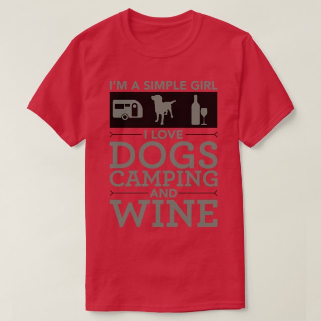 Camiseta Eu sou uma mulher simples Eu amo cachorros acampan (Frente do Design)