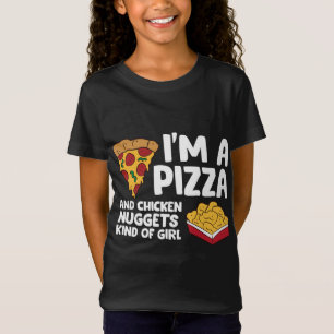Camiseta Eu sou uma Pizza e Nuggets de frango tipo garota