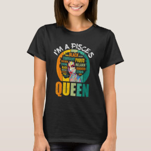 Camiseta Eu sou uma rainha de Peixes Vintage Melanina Mulhe