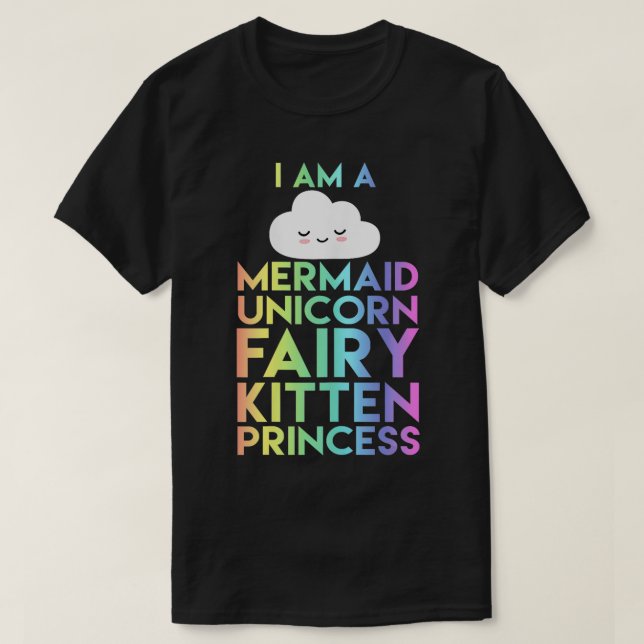 Camiseta Eu sou uma Sereia Unicorn Fairy Kitten Kid (Frente do Design)