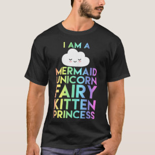 Camiseta Eu sou uma Sereia Unicorn Fairy Kitten Kid