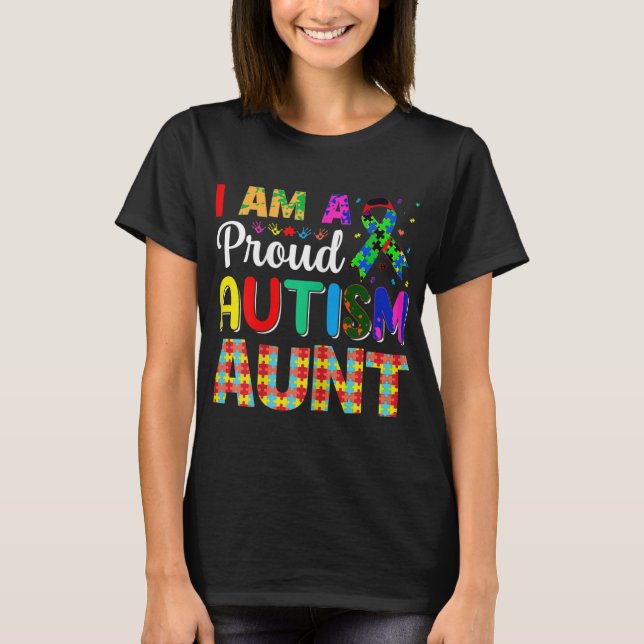 Camiseta Eu sou uma tia design do autismo orgulhosa para ti (Frente)