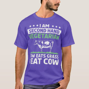 Camiseta Eu Sou Uma Vaca Vegetariana Secundária Comendo Gra
