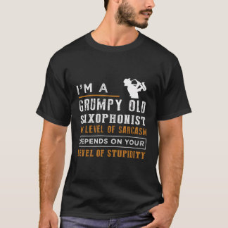 Camiseta Eu Sou Velha Saxofonista Grumpy Meu Nível De Sarca