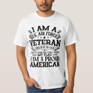 CAMISETA EU SOU VETERANO DA FORÇA AÉREA DOS EUA, ACREDITO