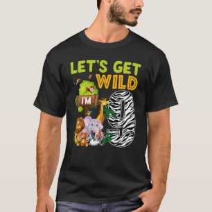 Camiseta Eu sou Wild e Nine Zoo Tema 9º Aniversário Safari 