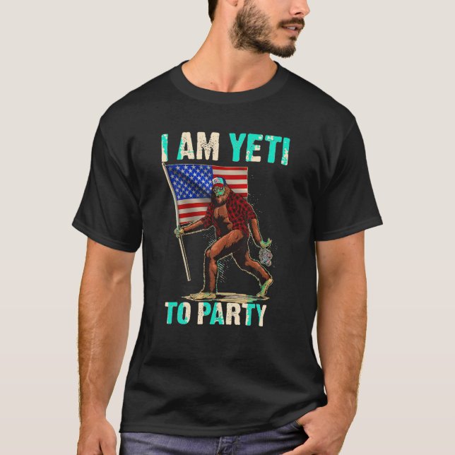 Camiseta Eu Sou Yeti Para A Festa 4 De Julho, Bebida Bigfoo (Frente)