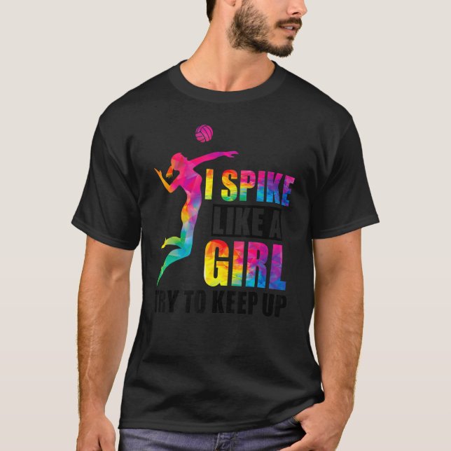 Camiseta Eu Spike Como Uma Garota Engraçada Voleibol De Pra (Frente)
