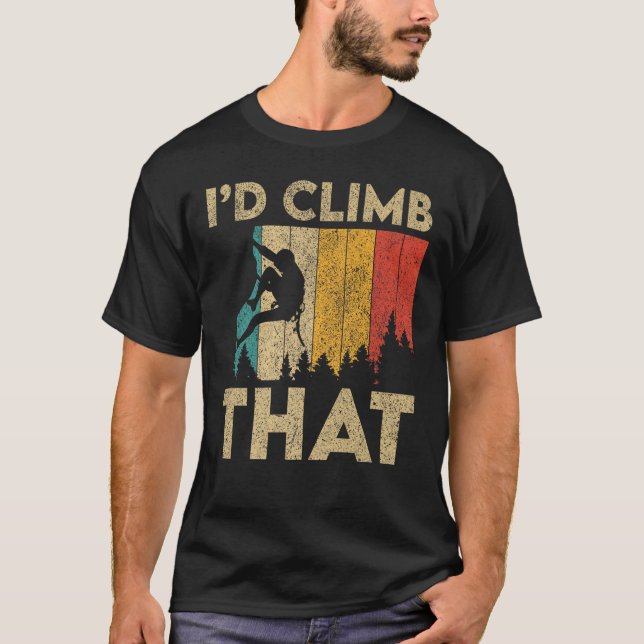 Camiseta Eu subia aquela Engraçada Pedra Vintage Escalando (Frente)